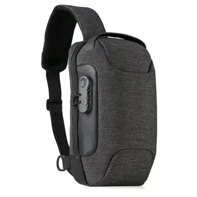 Mochila de Ombro em Nylon USB Anti-Furto