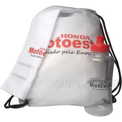 Kit fitness - (Mochila saco + squeeze 550ml + toalha fitness).