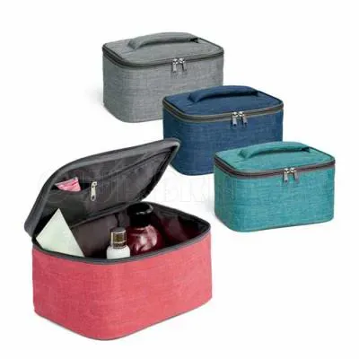 Necessaire com interior forrado e bolso interior com zíper 