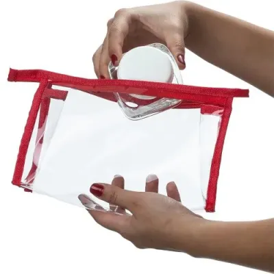Necessaire pvc transparente com detalhe vermelho - 2113292