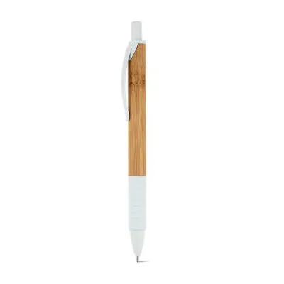 Caneta Esferográfica em bambu detalhe branco - 1642027