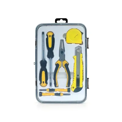 kit ferramentas 7 peças em estojo plástico com trava de segurança