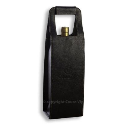 Porta-vinho em couro.