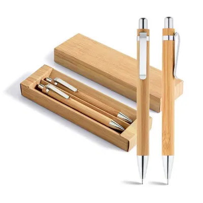 Conjunto de Caneta e lapiseira em Bambu