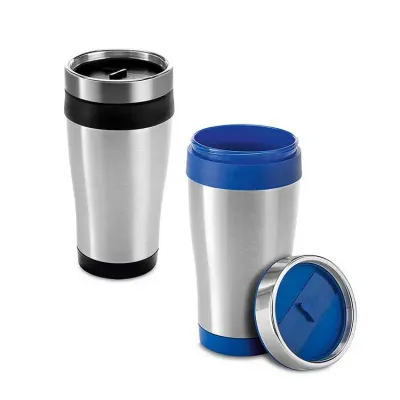 Copo de viagem na cor azul e preto