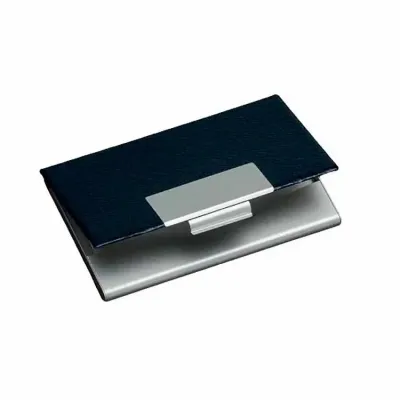 Porta-cartão em material sintético com detalhes em prata