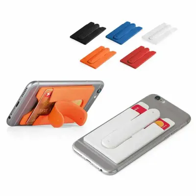Porta-cartões para celular em silicone com suporte para smartphone