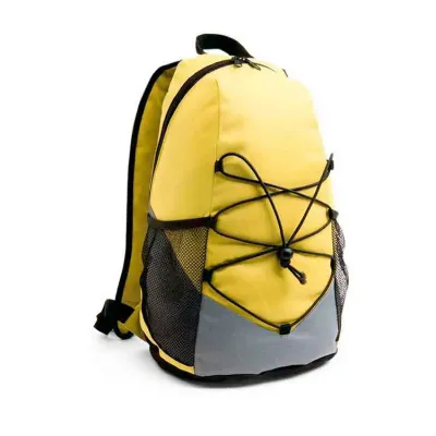 Mochila 600D amarela com bolsos laterais em tela e bolso interior - 1229679