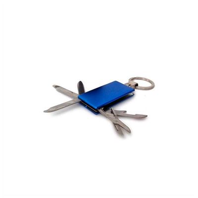 Chaveiro de Metal Personalizado, 05 Funções: 01 Abridor, 01 mini Régua, 01 Lâmina Faca, 01 Lixa e 01 Tesoura