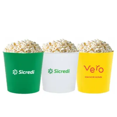 Balde Para Pipocas Personalizados: verde, branco e amarelo