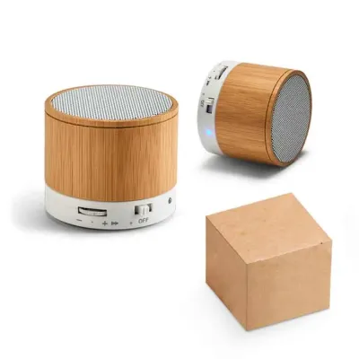 Caixa de som em bambu com função de atender chamadas - 1188096