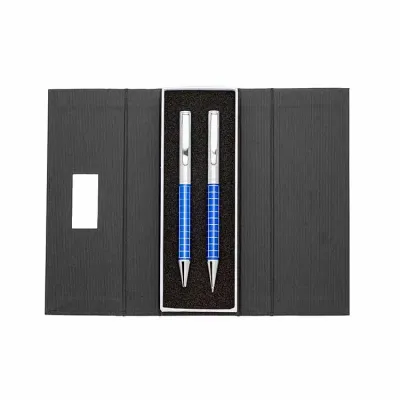 Conjunto Caneta e Lapiseira Metal Personalizado - azul - 1493740