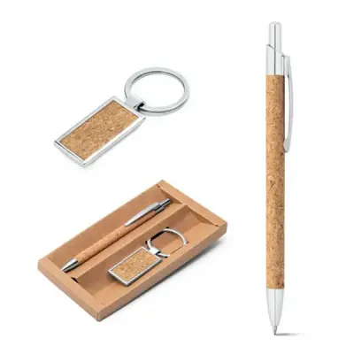 Kit ecológico personalizado de caneta e chaveiro - 766282