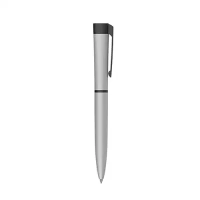 Caneta de metal personalizada de pintura fosca com a parte superior do corpo da caneta oval cor cinza - 558154