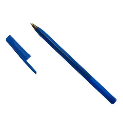 Caneta plástica translúcida azul com tampa - 827034