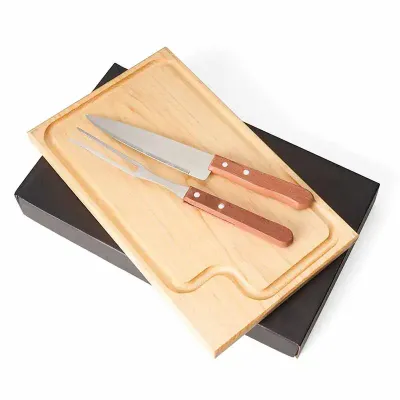 Kit churrasco com tábua, faca e garfo em estojo personalizado - 1233575