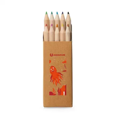Caixa de cartão com 10 mini lápis de cor - personalizada - 1494222