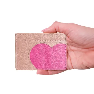 Porta-cartão com um bolso superior para cédulas rosa - 1988177
