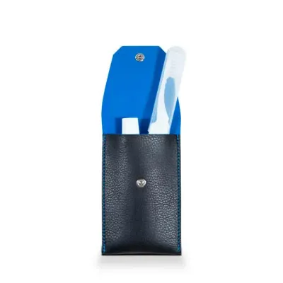 Kit higiene com escova de dente e creme dental detalhe interno azul - 977224
