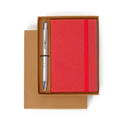 Kit com 1 caderneta e 1 caneta vermelho - 217976