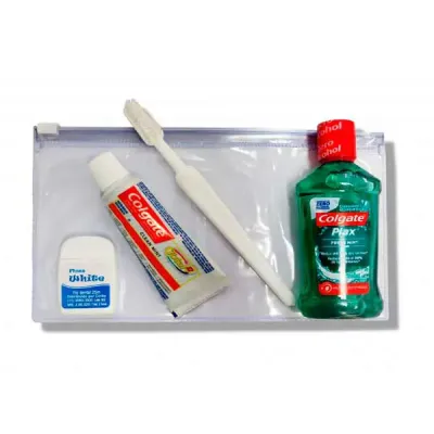 Kit higiene bucal com estojo de PVC ou necessaire com zíper