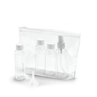 Bolsa de cosméticos hermética com 3 frascos