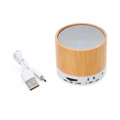 caixa de som de bambu com bluetooth e rádio FM - detalhe branco - 1449754