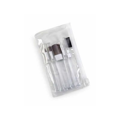 Kit pincéis personalizado em estojo plástico resistente com 5 peças.