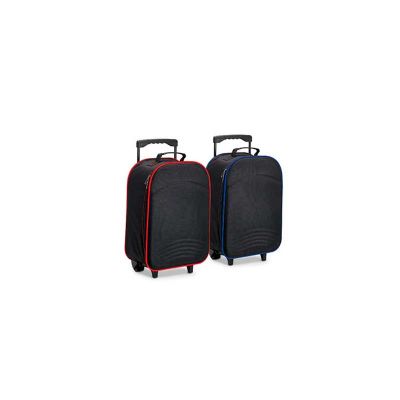Mala para viagem promocional. Mala de viagem dobrável em nylon 600 e EVA. Parte frontal semi-rígida, pegador extensível, com 2 rodas