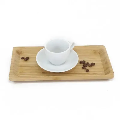 Kit xícara de café com bandeja de bambu - 1102529