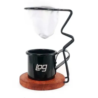 Mini coador de café com caneca esmaltada personalizada - 1022948