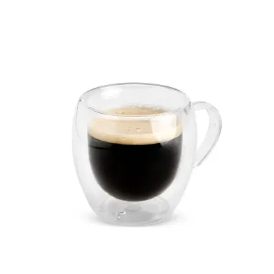 Caneca de vidro borossilicato parede dupla 