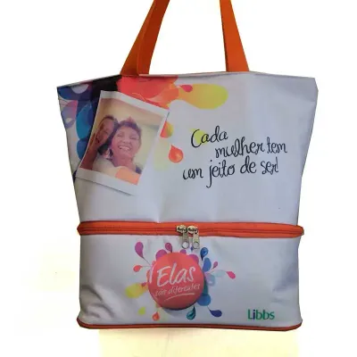 Sacola com fundo térmico personalizado.