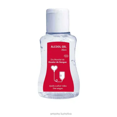 Álcool em gel personalizado com o logo da sua empresa ou evento- logo vermelho