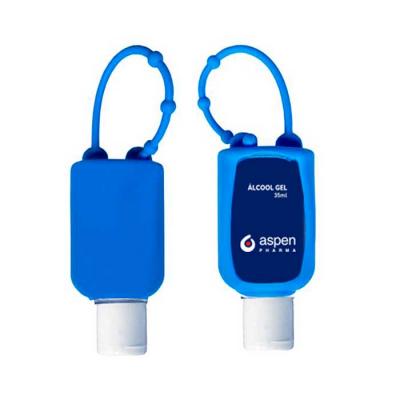 Porta-álcool em gel azul confeccionado em silicone flexível - 1011483