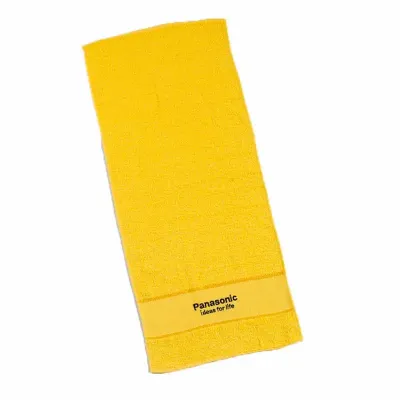 Toalha fitness 100% algodão Personalizada amarela com logo preto - 140408