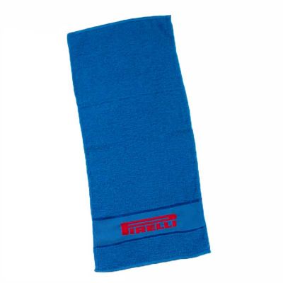 Toalhas fitness Personalizadas 100% algodão azul com logo vermelho - 140411