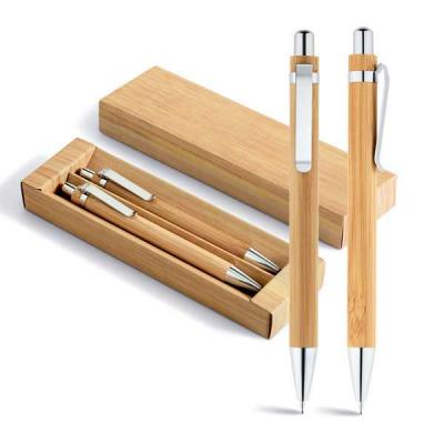 Conjunto de esferográfica e lapiseira em bambu