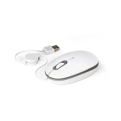 Mouse wireless com cabo retrátil
