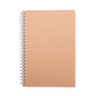 Caderno com capa em kraft com encadernação em espiral de plástic