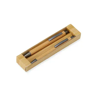 Estojo com caneta e lapiseira em bambu - 1945404