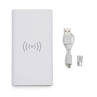 Carregador portátil de indução com 8000mAh e indicadores led de bateria e indução