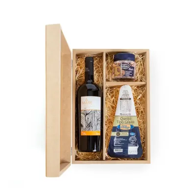Kit vinho com queijo e aperitivo