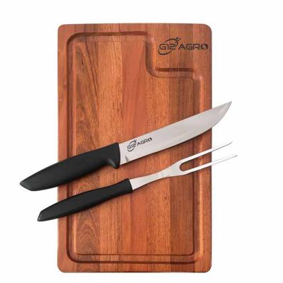 Kit churrasco faca e garfo Tramontina + tábua - 1290487