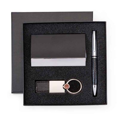 Kit executivo 3 peças: caneta, porta-cartão e chaveiro - 415286