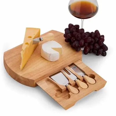 Kit queijo de 5 peças com tábua com gaveta embutida - 1426298