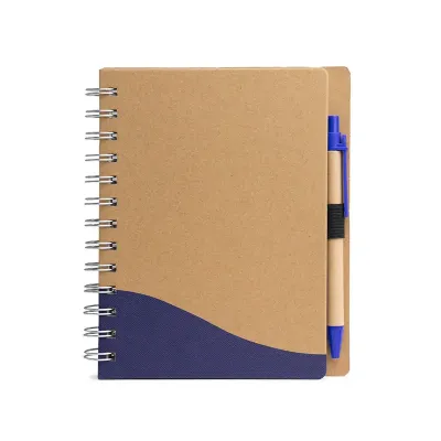 Bloco de anotações ecológico com caneta papelao (azul) - 1987383