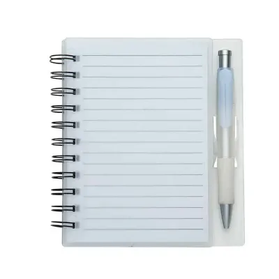 Bloco de anotações branco com caneta e suporte - 1526519