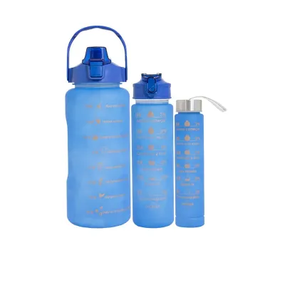 Kit com 3 garrafas plásticas (azul) - 1975189
