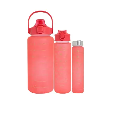 Kit com 3 garrafas plásticas (vermelho) - 1975192